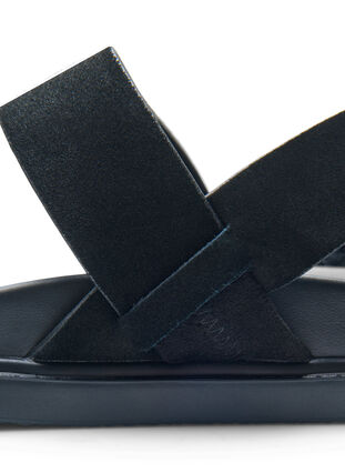 Sandale large en daim, Black, Packshot image number 4