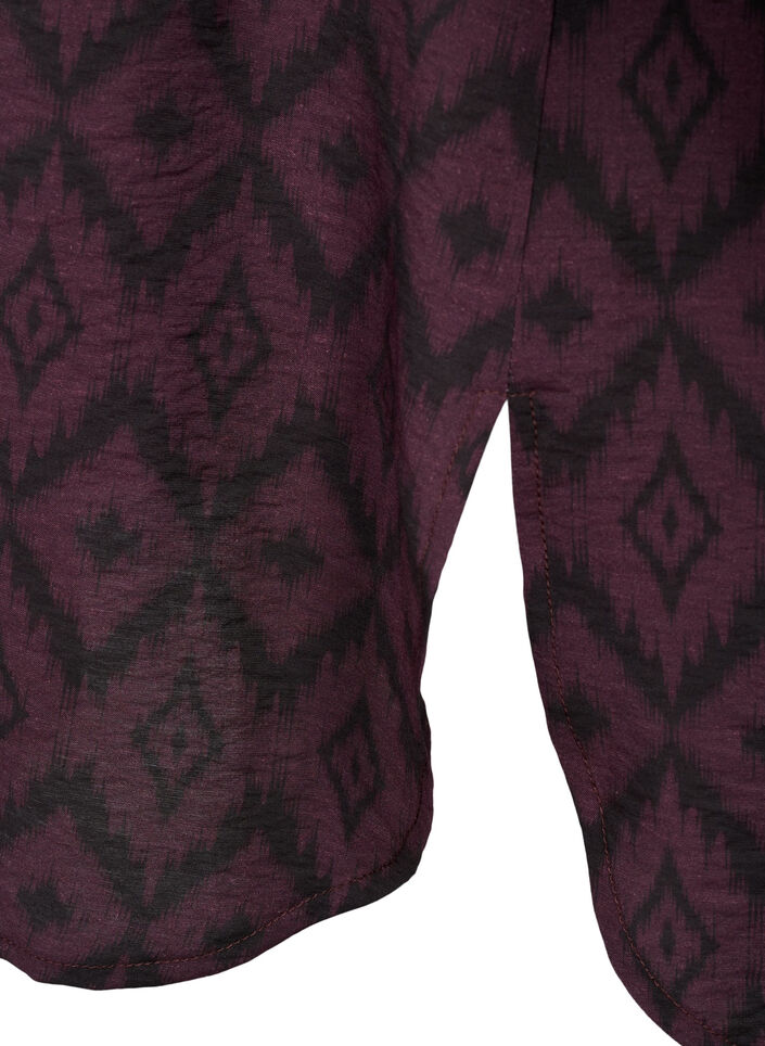 Chemise longue en viscose avec imprimé et volants, Winetasting w. Black, Packshot image number 3