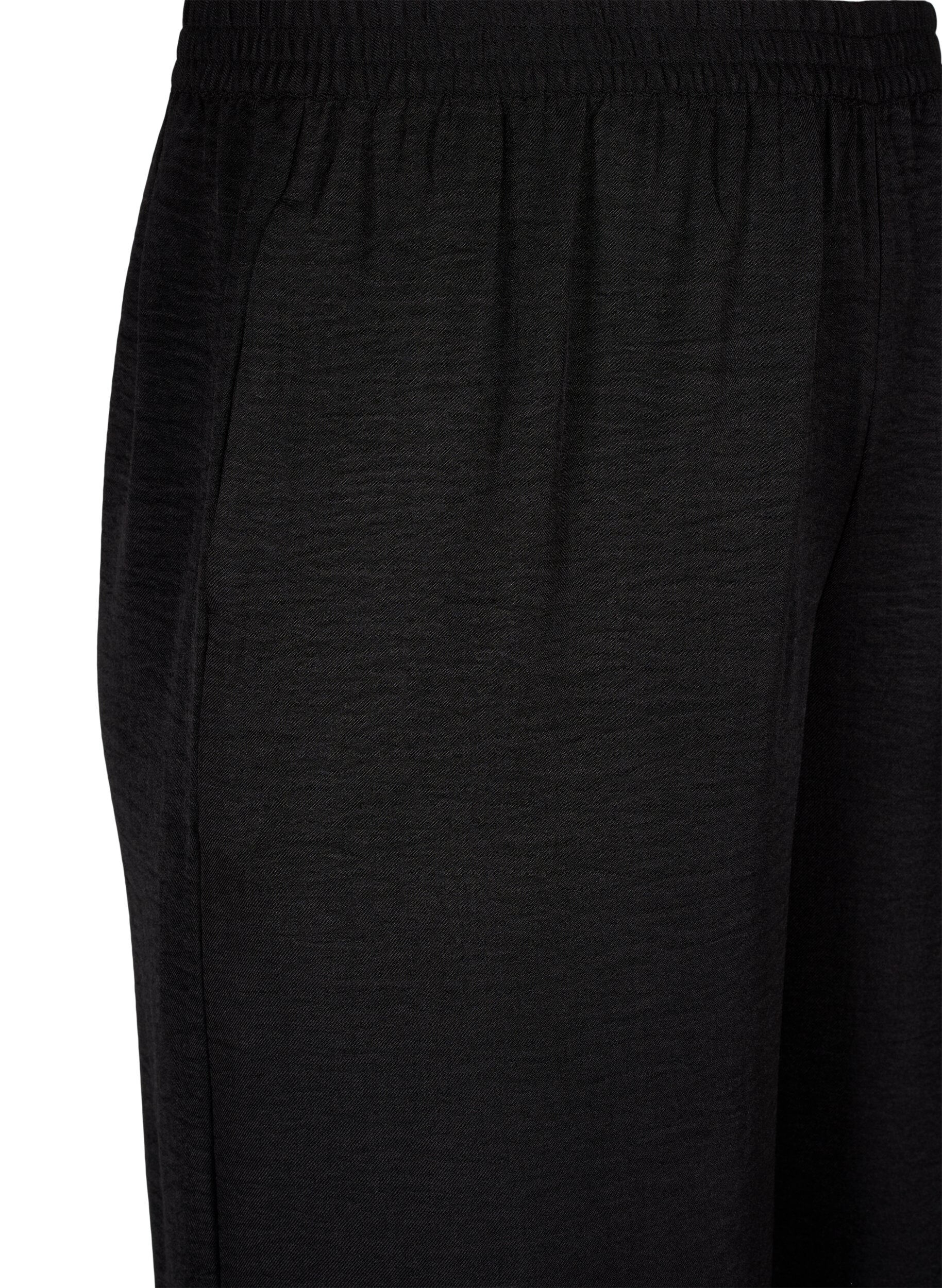 ZizziPantalon ample avec ceinture &eacute;lastique et poches, Noir, Packshot image number 2
