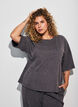 Blouse &agrave; coupe &eacute;vas&eacute;e en jersey &agrave; manches mi-longues, Gris anthracite, Model image number 0