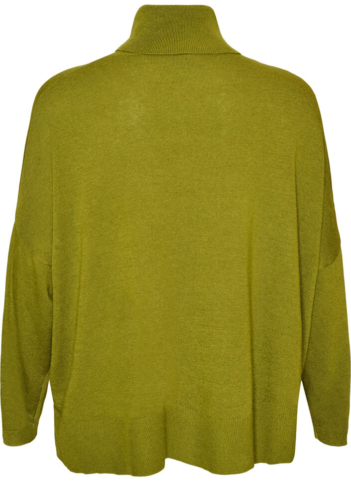 Pull &agrave; col roul&eacute; &agrave; coupe ample, Vert, Packshot image number 1
