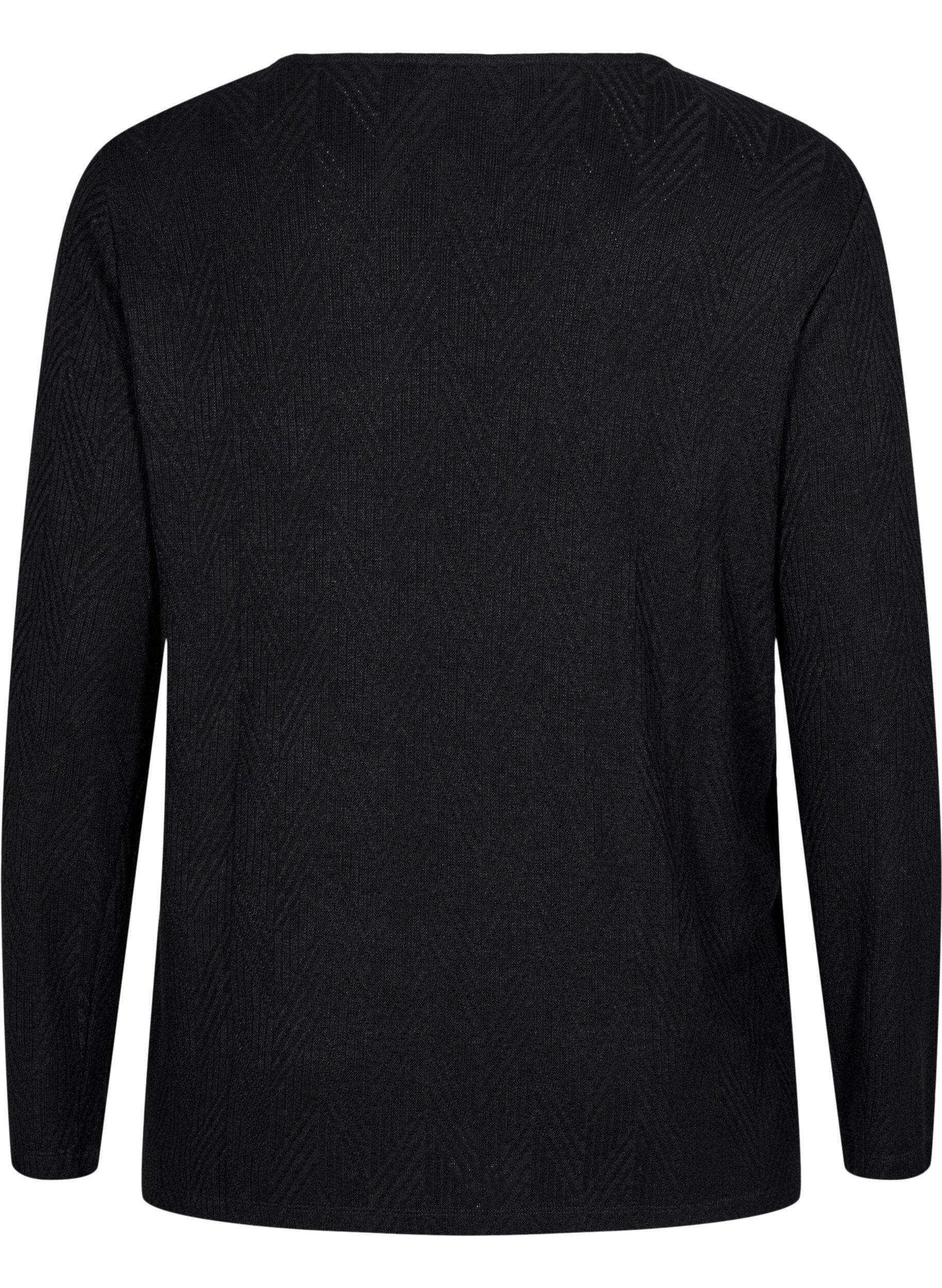 Zizzi Chemisier &agrave; motifs et manches longues, Noir, Packshot image number 1