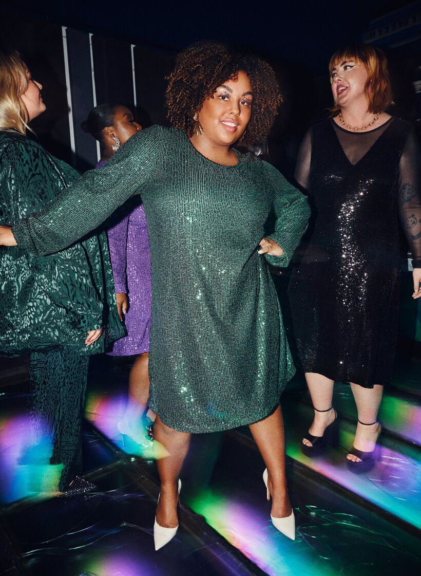 Robe courte à sequins et manches longues, Scarab, Image image number 0