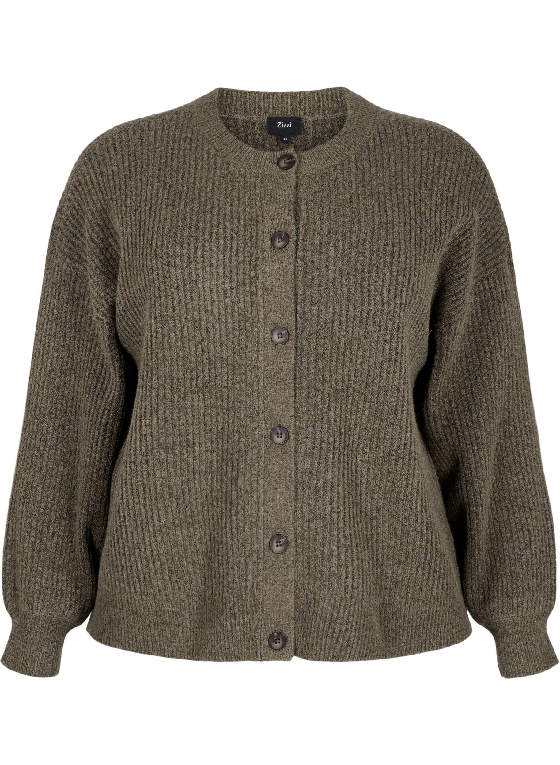 Zizzi Cardigan en tricot c&ocirc;tel&eacute; avec boutons, Vert, Packshot image number 0