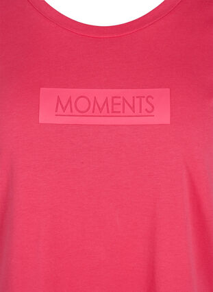 T-shirt en coton à manches courtes avec imprimé, Raspberry TEXT, Packshot image number 2