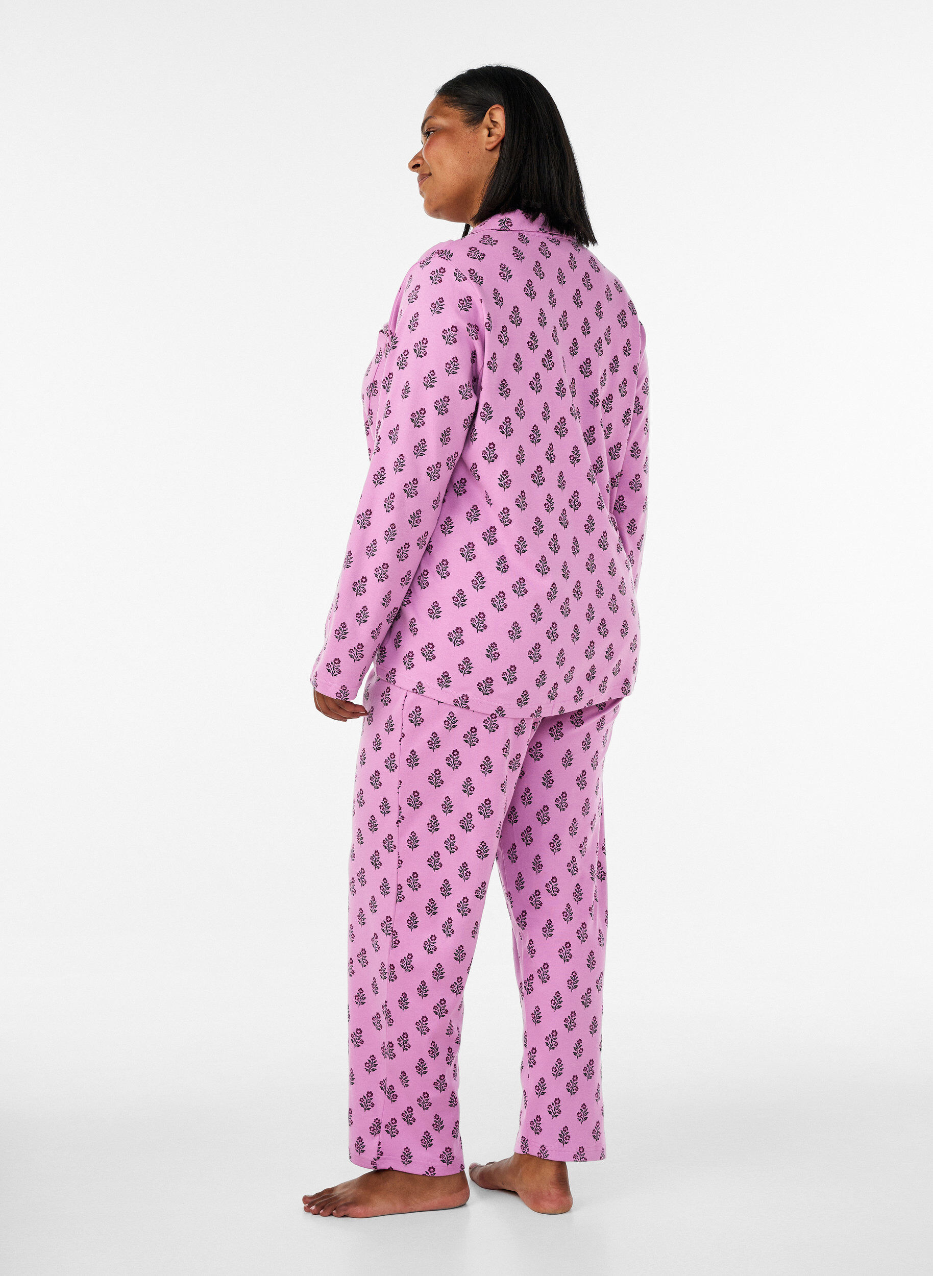 ZizziPantalon de pyjama taille haute en coton, Rose, Model image number 1