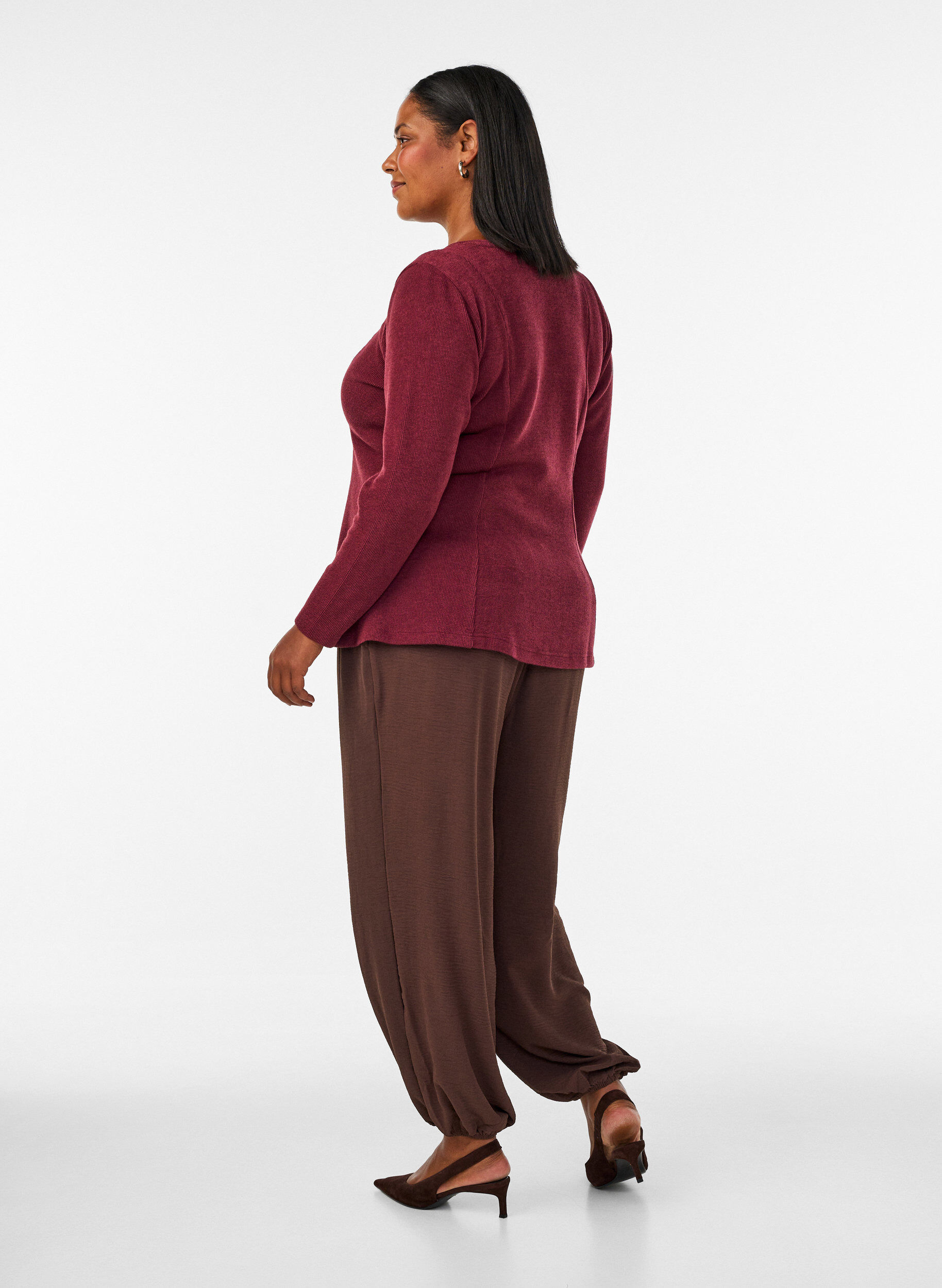 ZizziPantalon balloon taille haute, Marron, Model image number 1