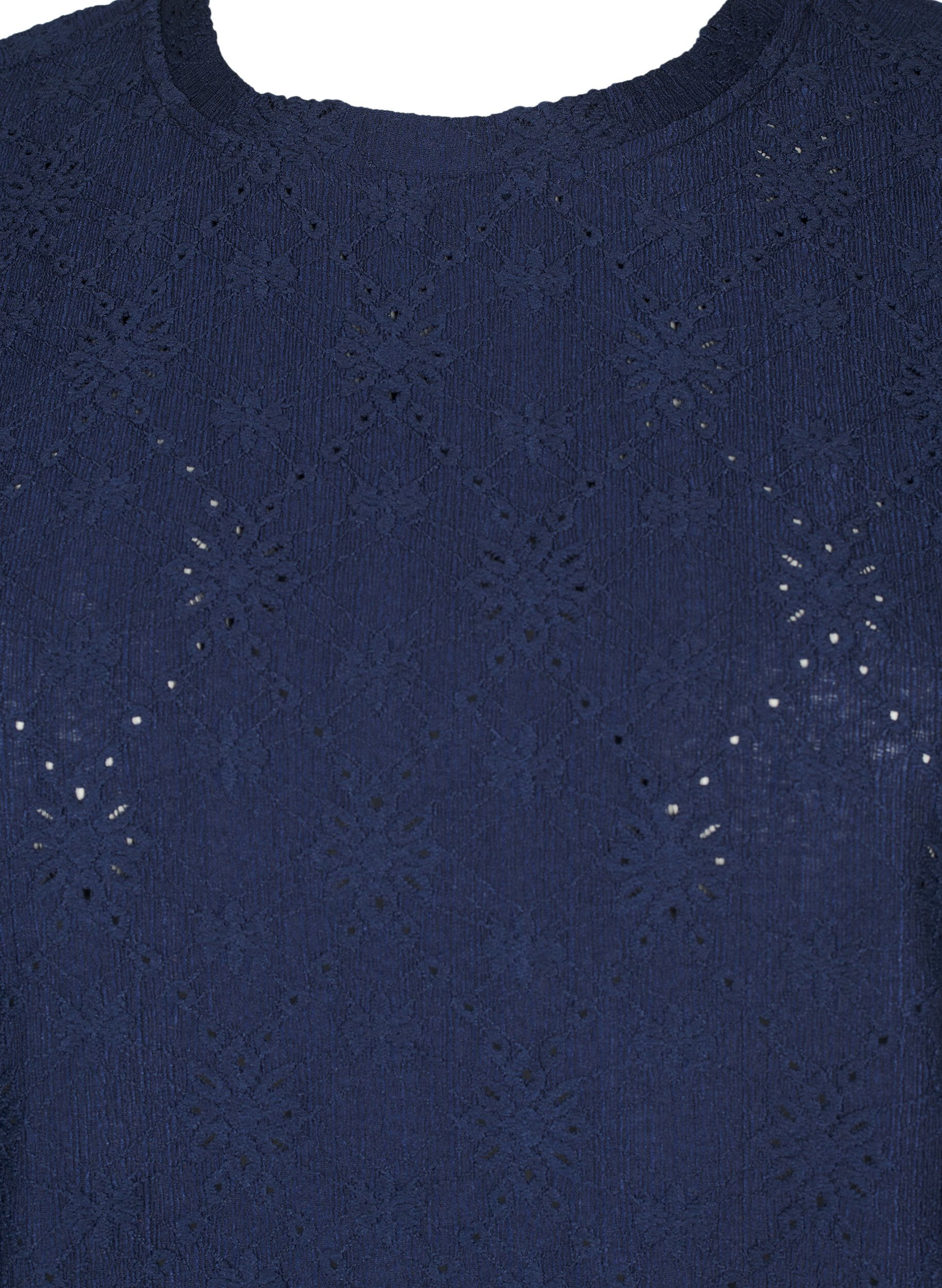 Zizzi Chemisier &agrave; manches courtes avec broderie florale, Naval Academy, Packshot image number 2