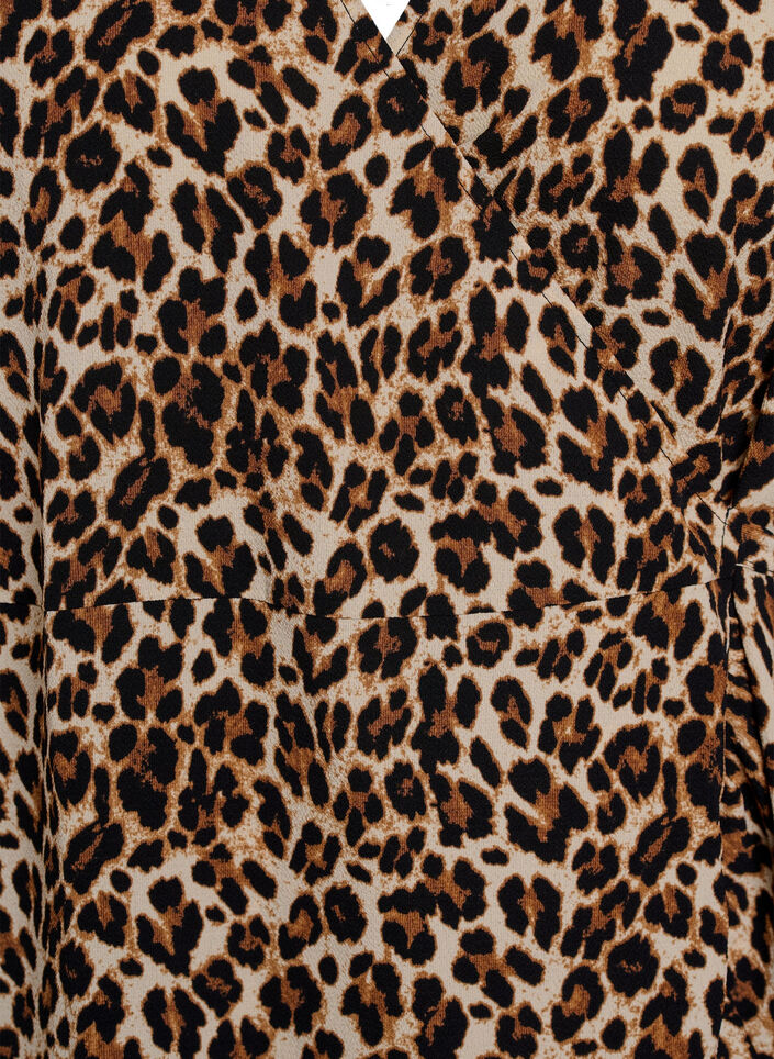 Robe portefeuille imprim&eacute;e &agrave; manches courtes, Marron, Packshot image number 2