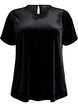 Haut à manches courtes en velours, Noir, Packshot image number 0