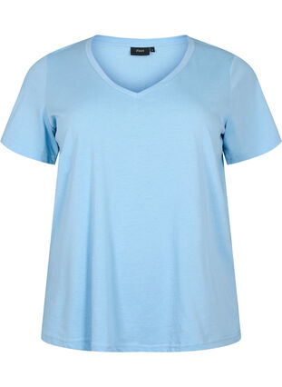 T-shirt à manches courtes avec col en V, Placid Blue, Packshot image number 0
