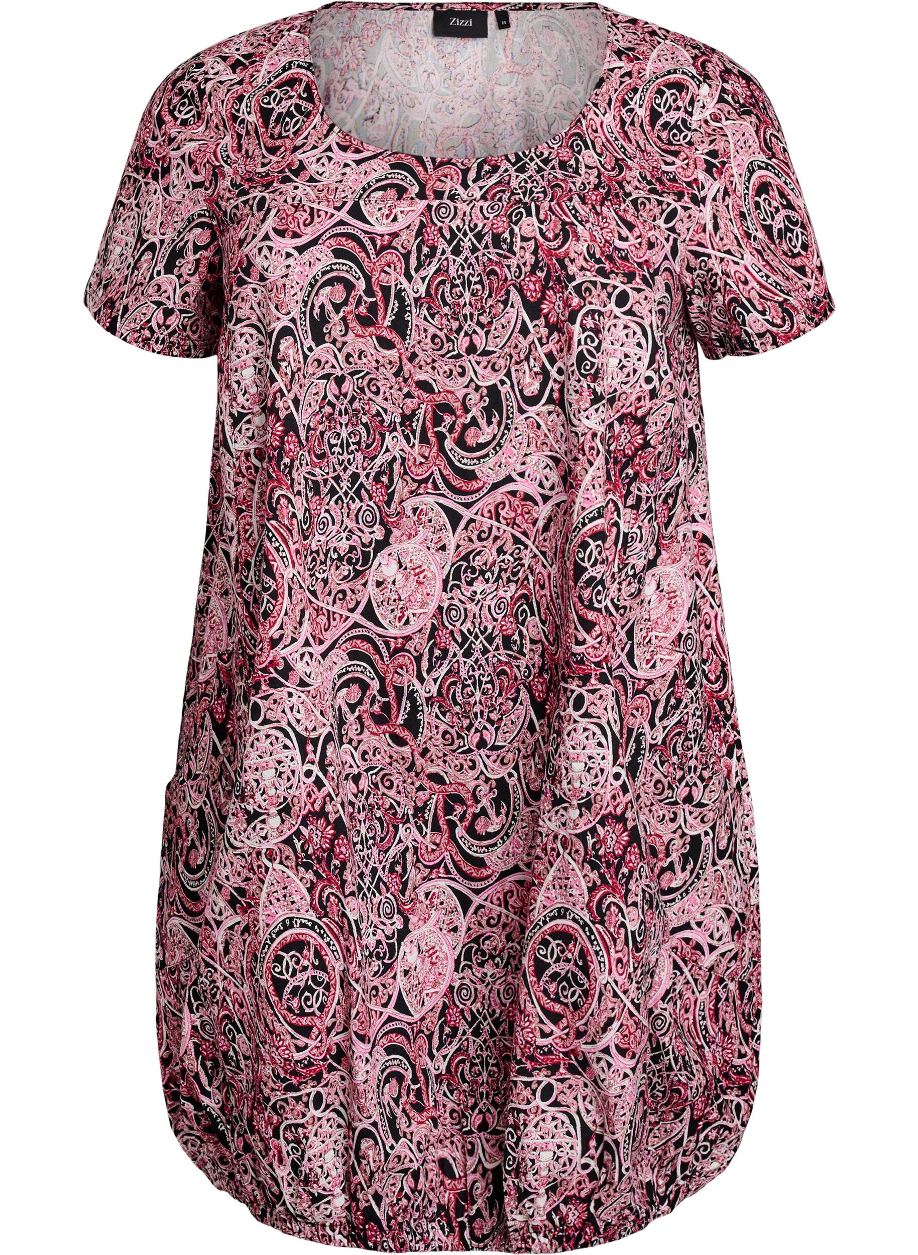 Robe en coton &agrave; manches courtes avec imprim&eacute;