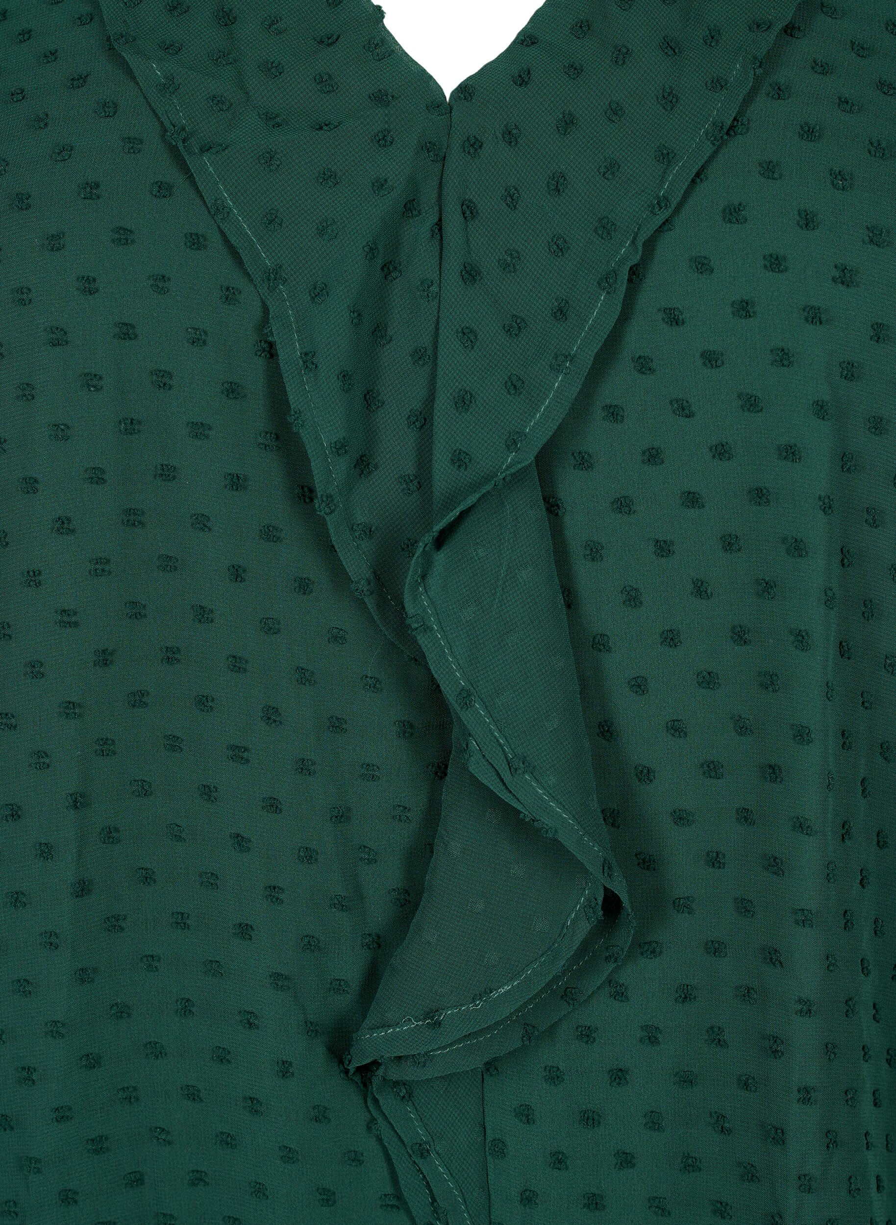 Zizzi Blouse avec volants et texture en pointill&eacute;s, Scarab, Packshot image number 2