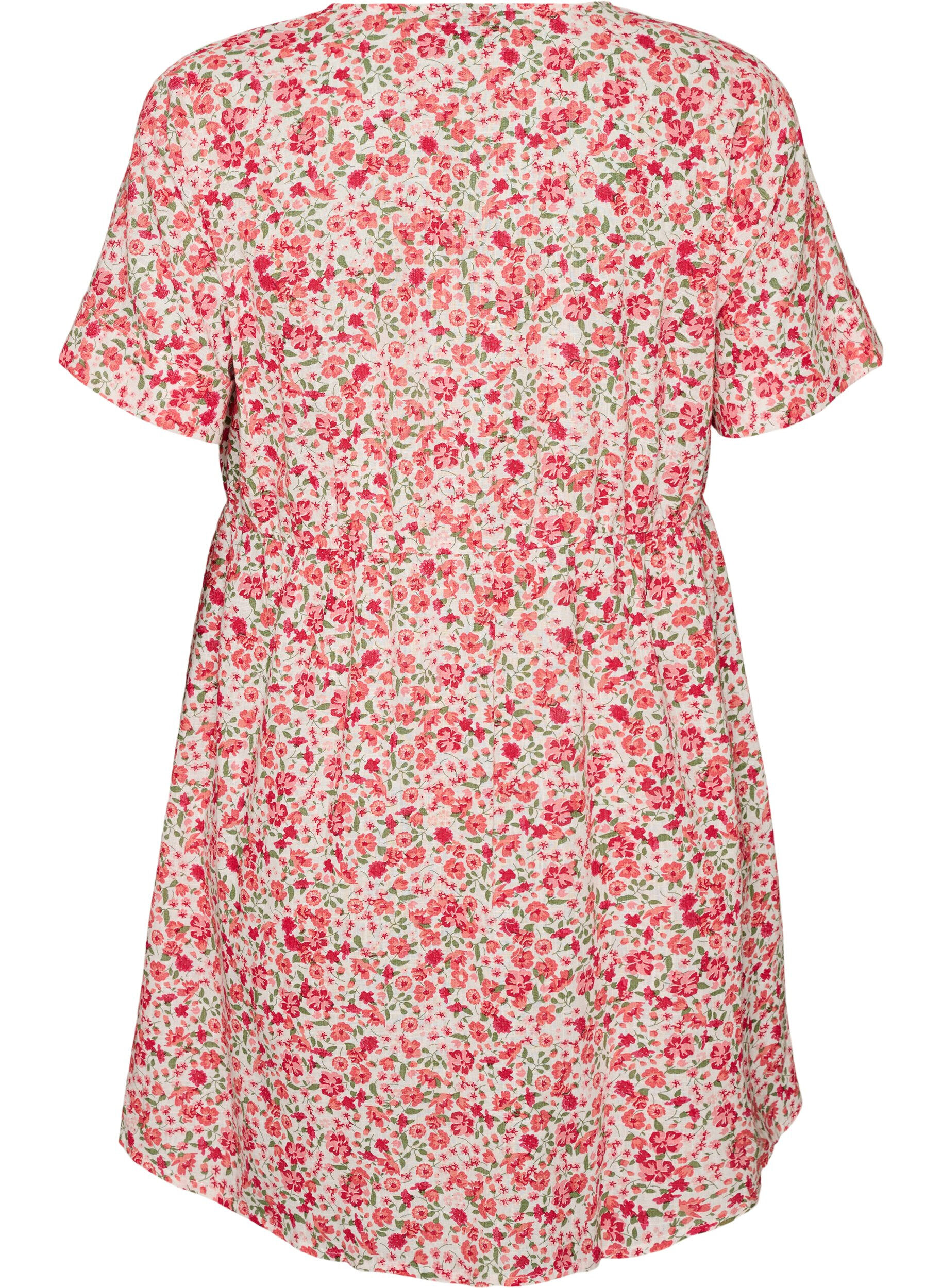 ZizziRobe courte en coton &agrave; imprim&eacute; floral, Rouge, Packshot image number 1