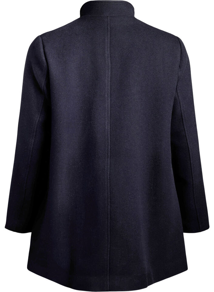 Manteau coupe &eacute;vas&eacute;e avec boutons dor&eacute;s, Bleu, Packshot image number 1