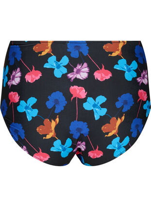 Bas de bikini à imprimé et taille haute, Black Flower AOP, Packshot image number 1