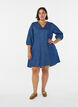 Robe courte en jean avec manches 3/4, Bleu, Model image number 1