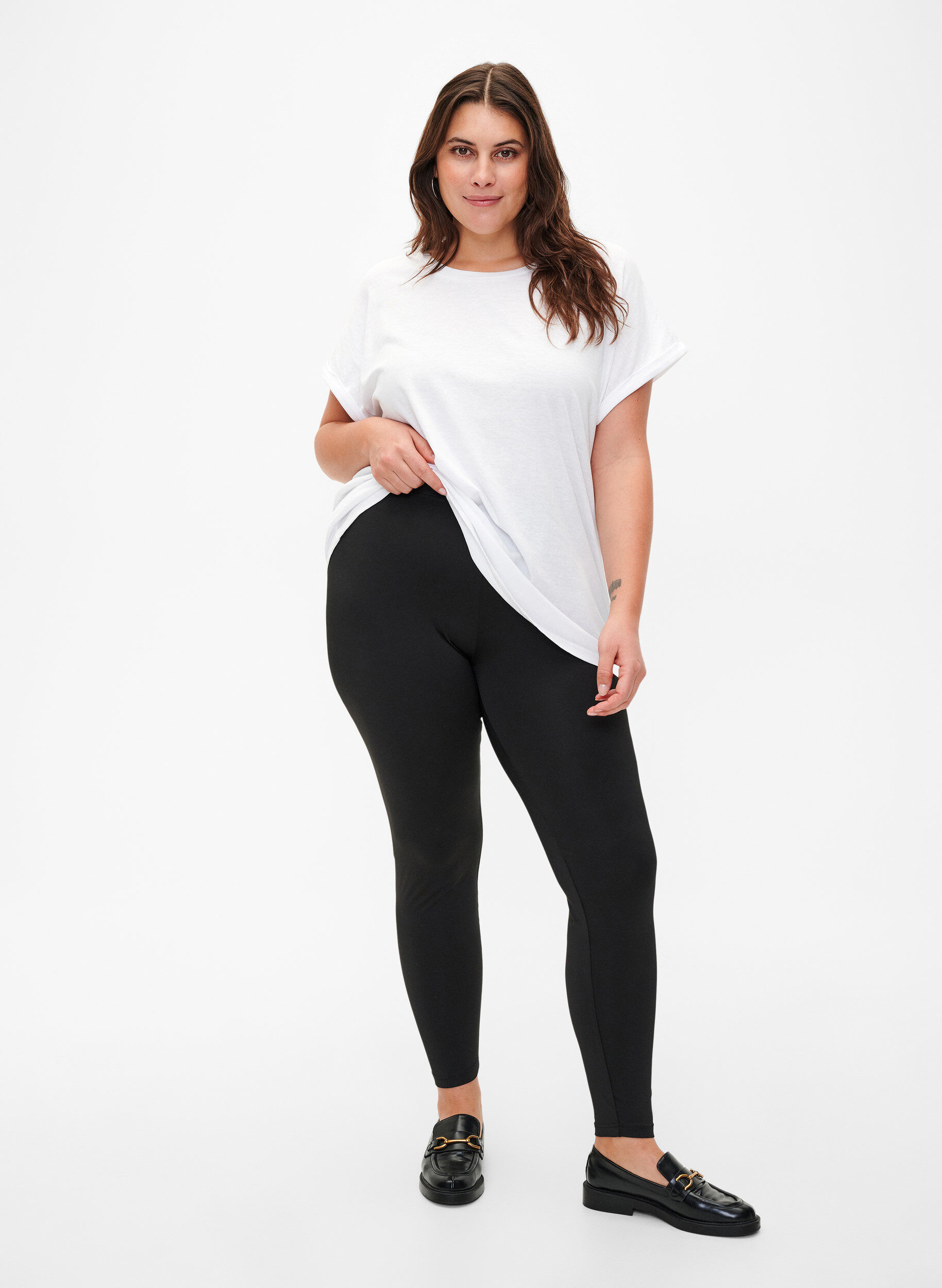 Zizzi Leggings basiques 2-pack, Noir, Model image number 1