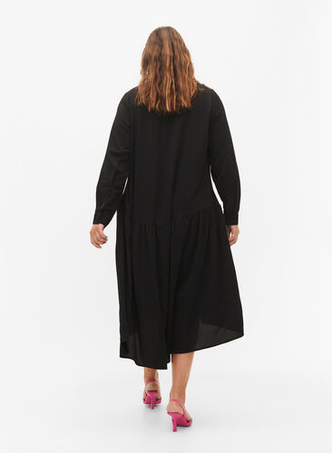 Robes midi à manches longues, Black, Model image number 1