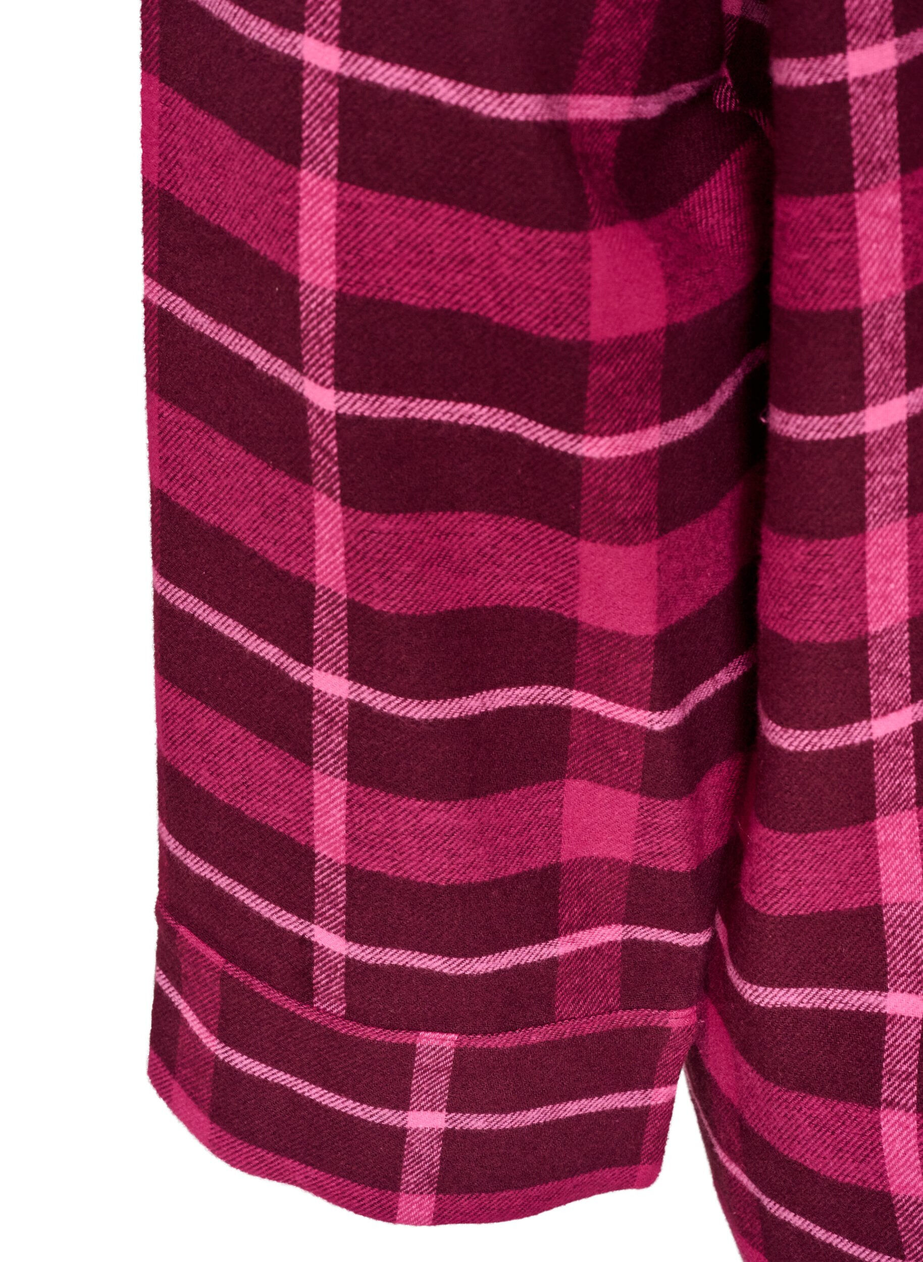 ZizziChemise de pyjama &agrave; carreaux en coton &agrave; manches longues, Bordeaux, Packshot image number 3