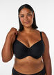 Soutien-gorge rembourr&eacute; en microfibre &agrave; carreaux, Noir, Model image number 0