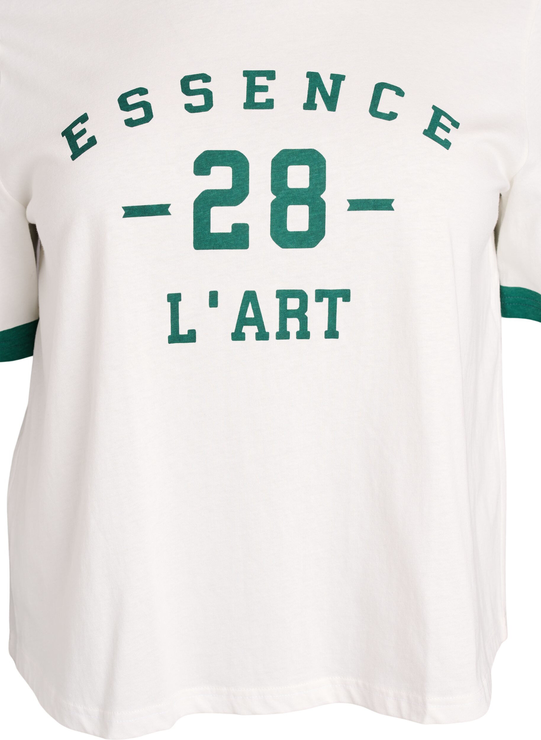 Zizzi T-shirt en coton avec imprim&eacute; texte et coupe boxy, Blanc, Packshot image number 2