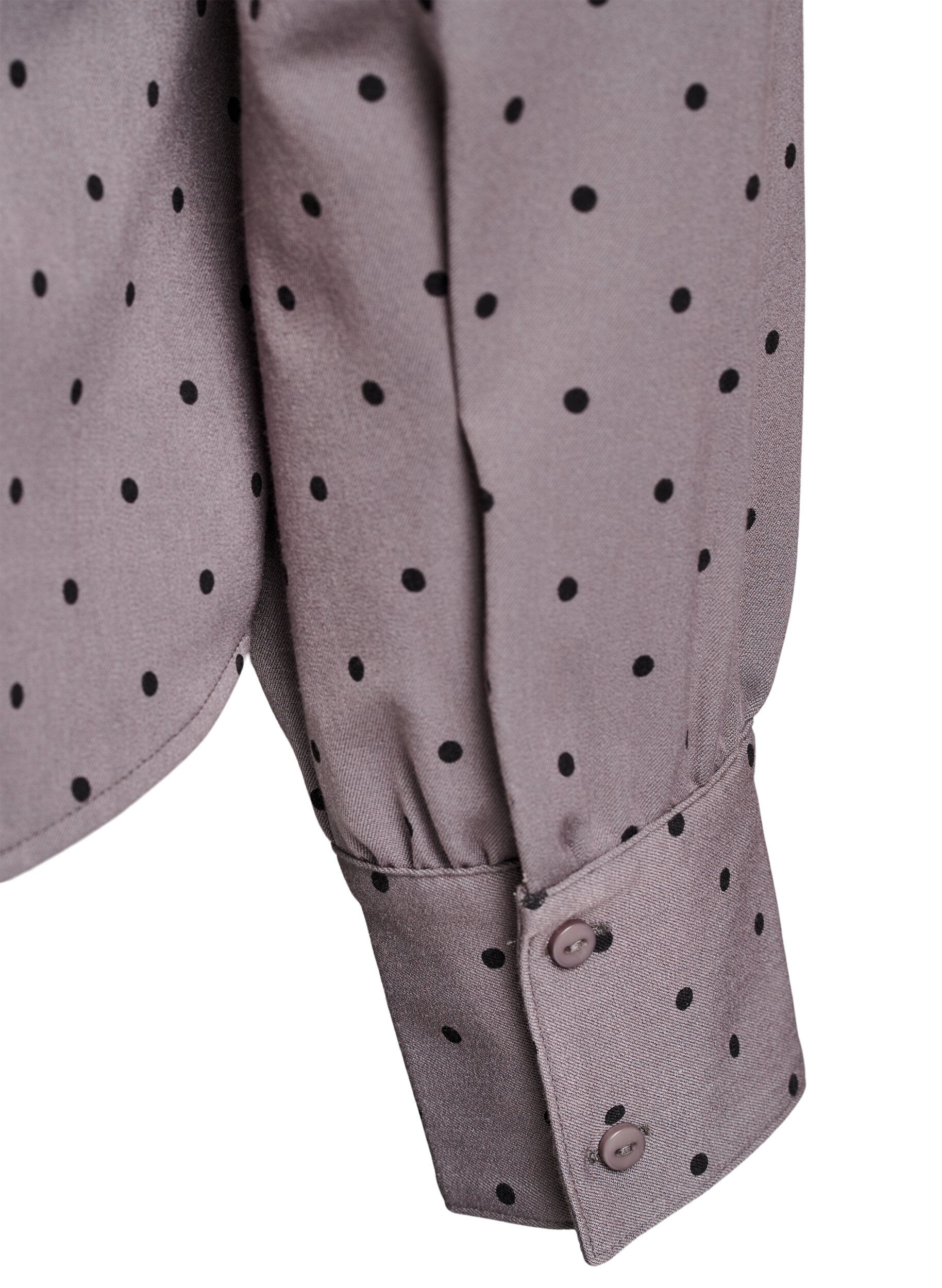 Zizzi Chemise &agrave; col et &agrave; pois, Gris, Packshot image number 3