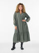 Robe en viscose avec broderies et volants &eacute;tag&eacute;s, Vert, Model image number 0