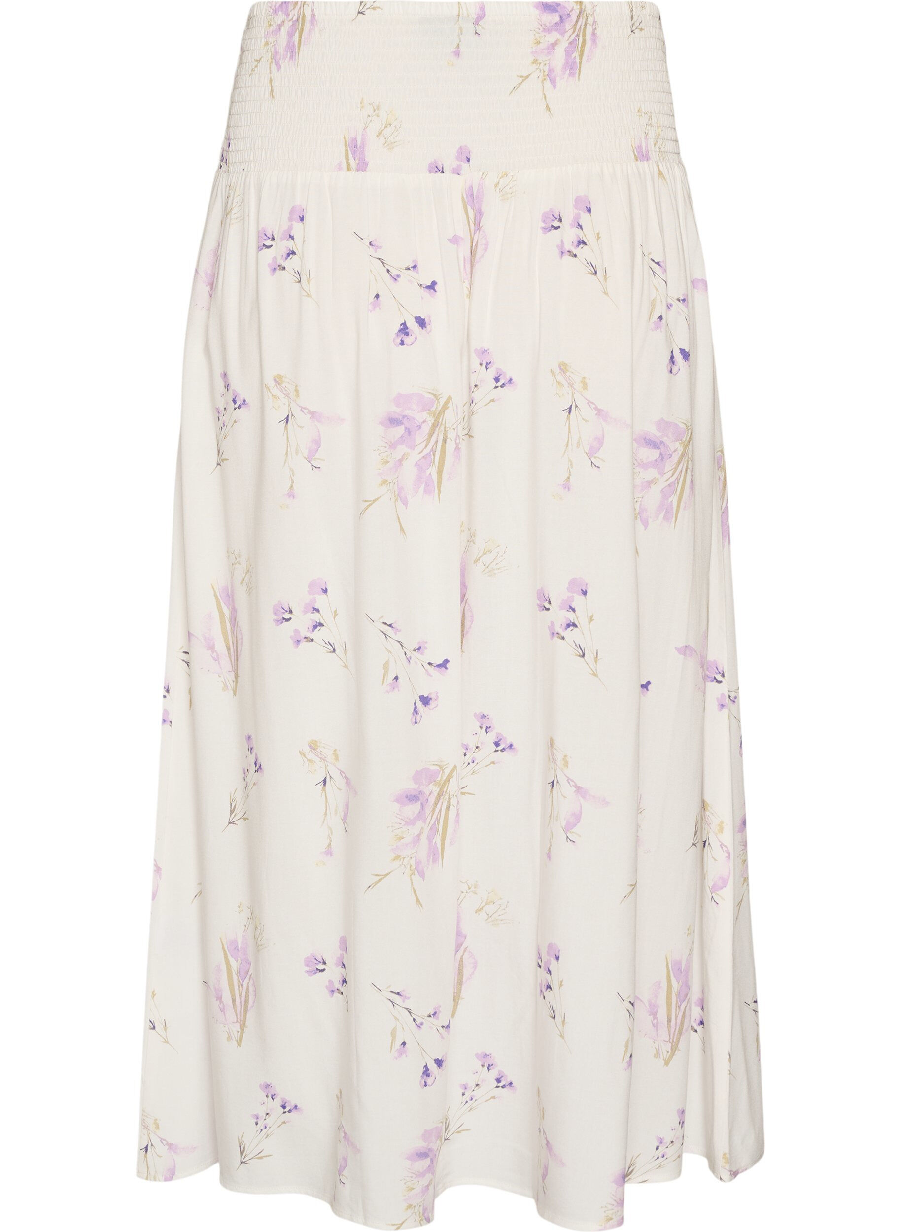 ZizziJupe longue en viscose avec smocks, Blanc, Packshot image number 1