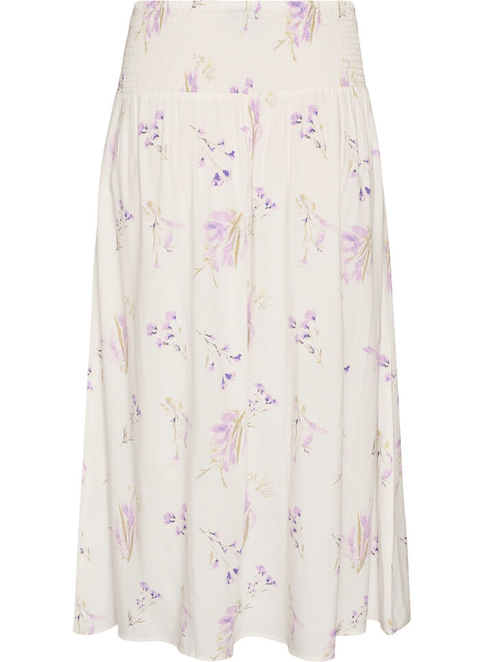 Jupe longue en viscose avec smocks, Blanc, Packshot image number 1