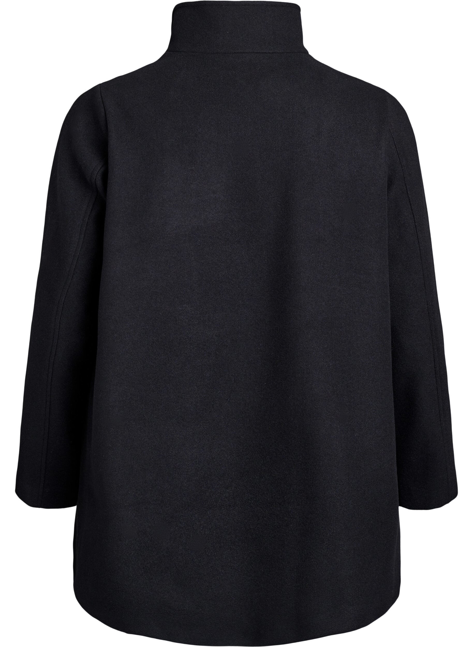 Zizzi Manteau court &agrave; la coupe &eacute;vas&eacute;e, Noir, Packshot image number 1