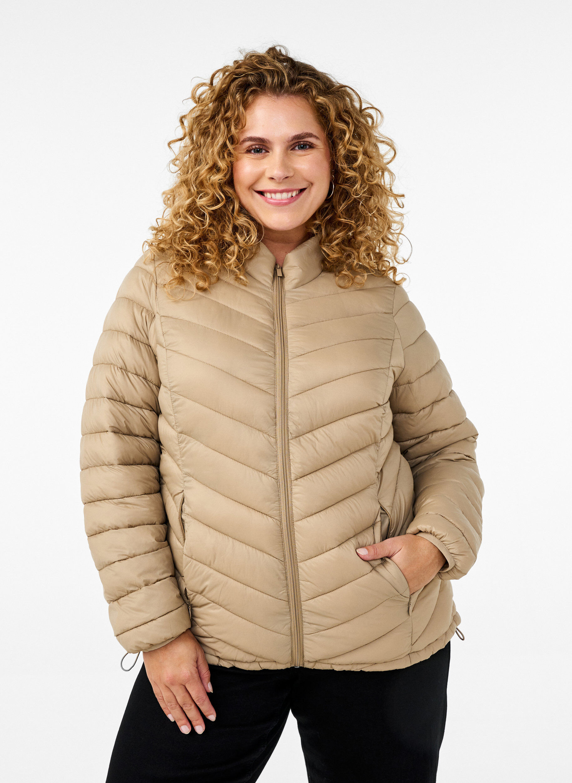 Zizzi Veste l&eacute;g&egrave;re avec poches, Marron, Model image number 0