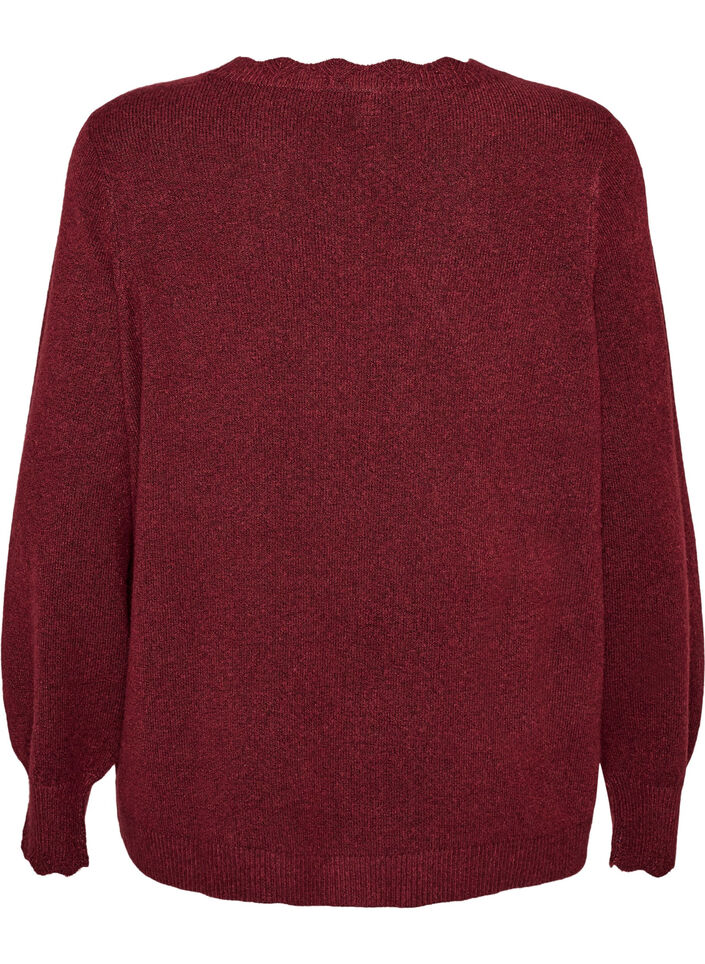 Blouse en maille &agrave; bords ondul&eacute;s, Bordeaux, Packshot image number 1