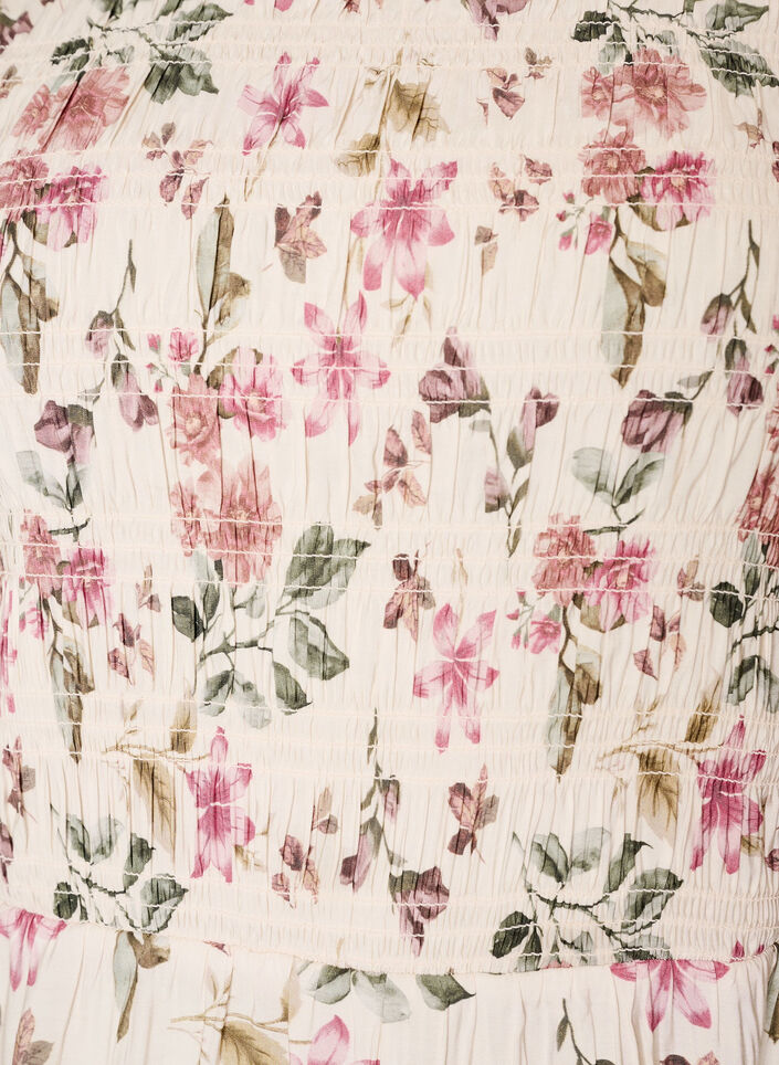Blouse en viscose avec smocks et effet p&eacute;plum, Vanille, Packshot image number 2