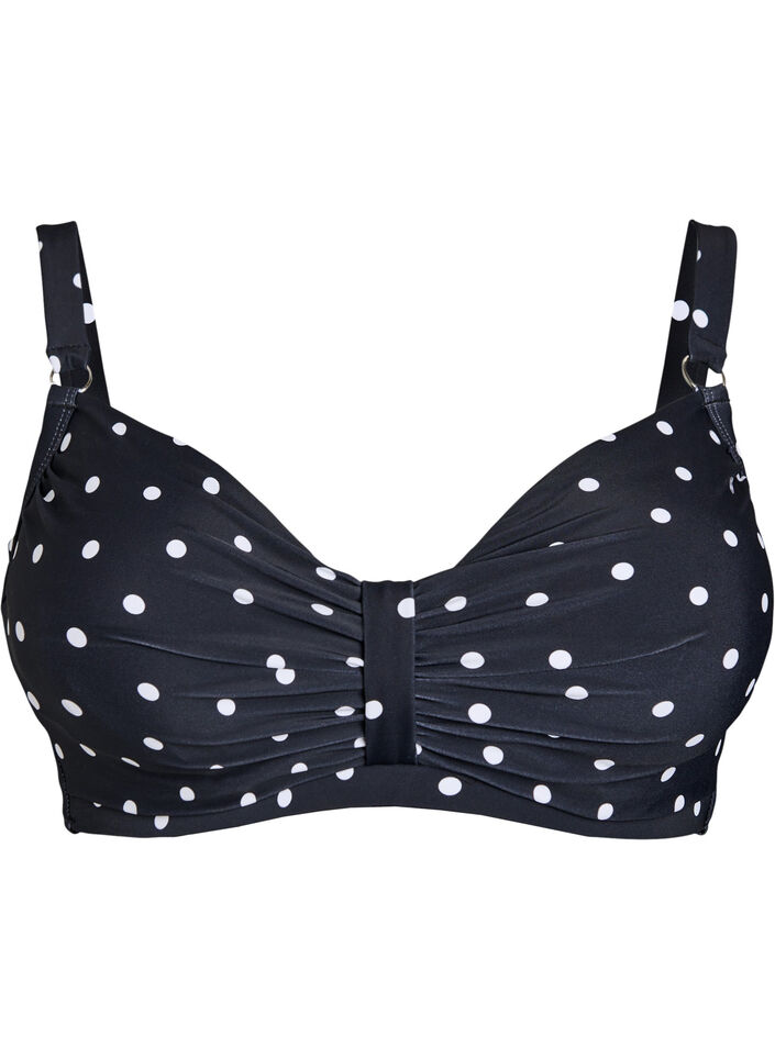 Haut de bikini avec armatures et imprim&eacute;, Noir, Packshot image number 0