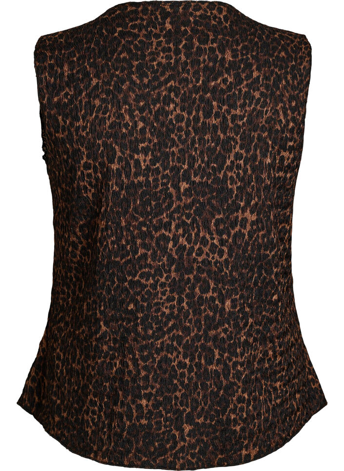 Top sans manches &agrave; texture ondul&eacute;e et fermeture boutonn&eacute;e, Marron, Packshot image number 1