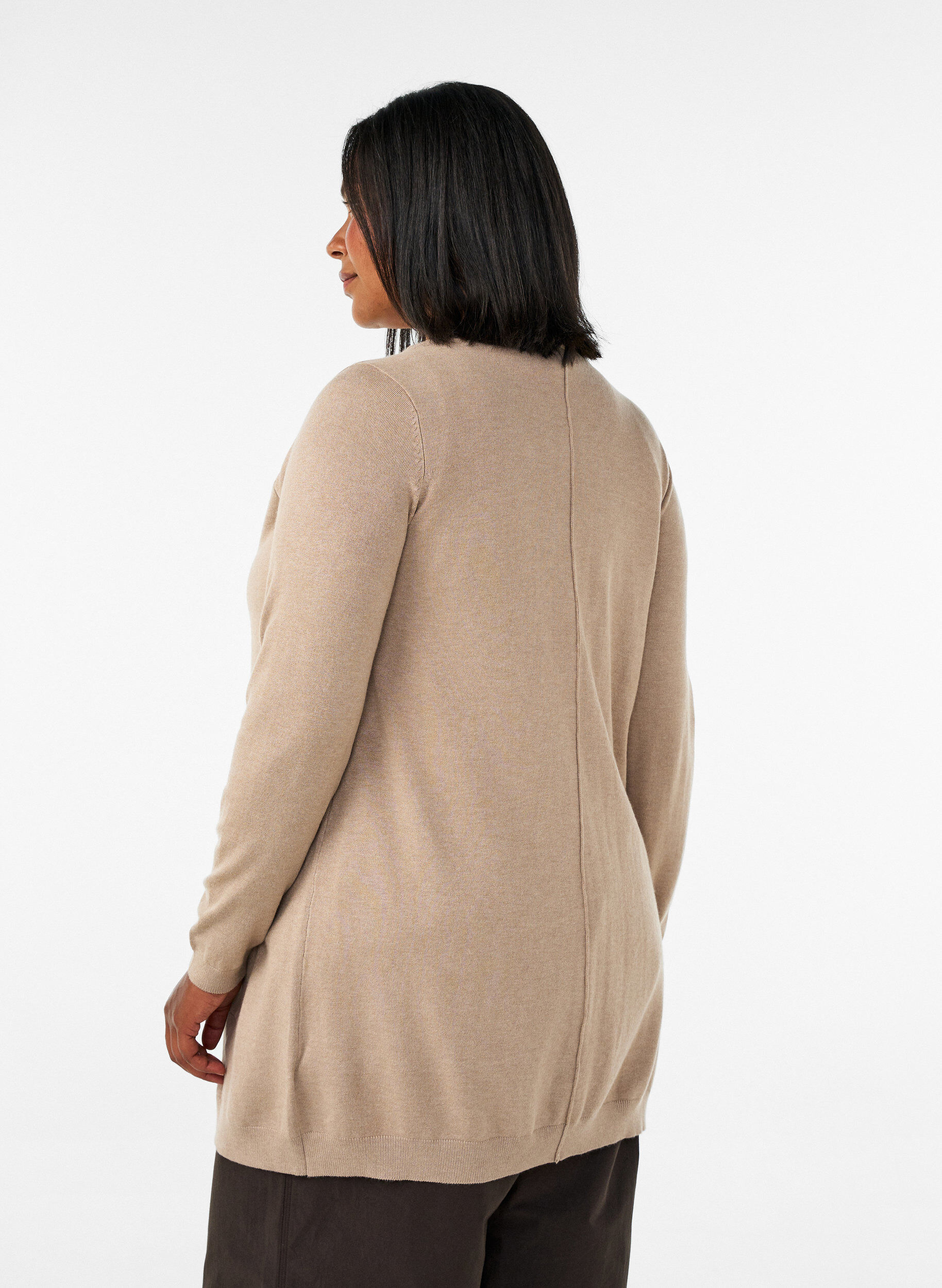 ZizziLong cardigan tricot&eacute; dans un m&eacute;lange de viscose, Beige, Model image number 2