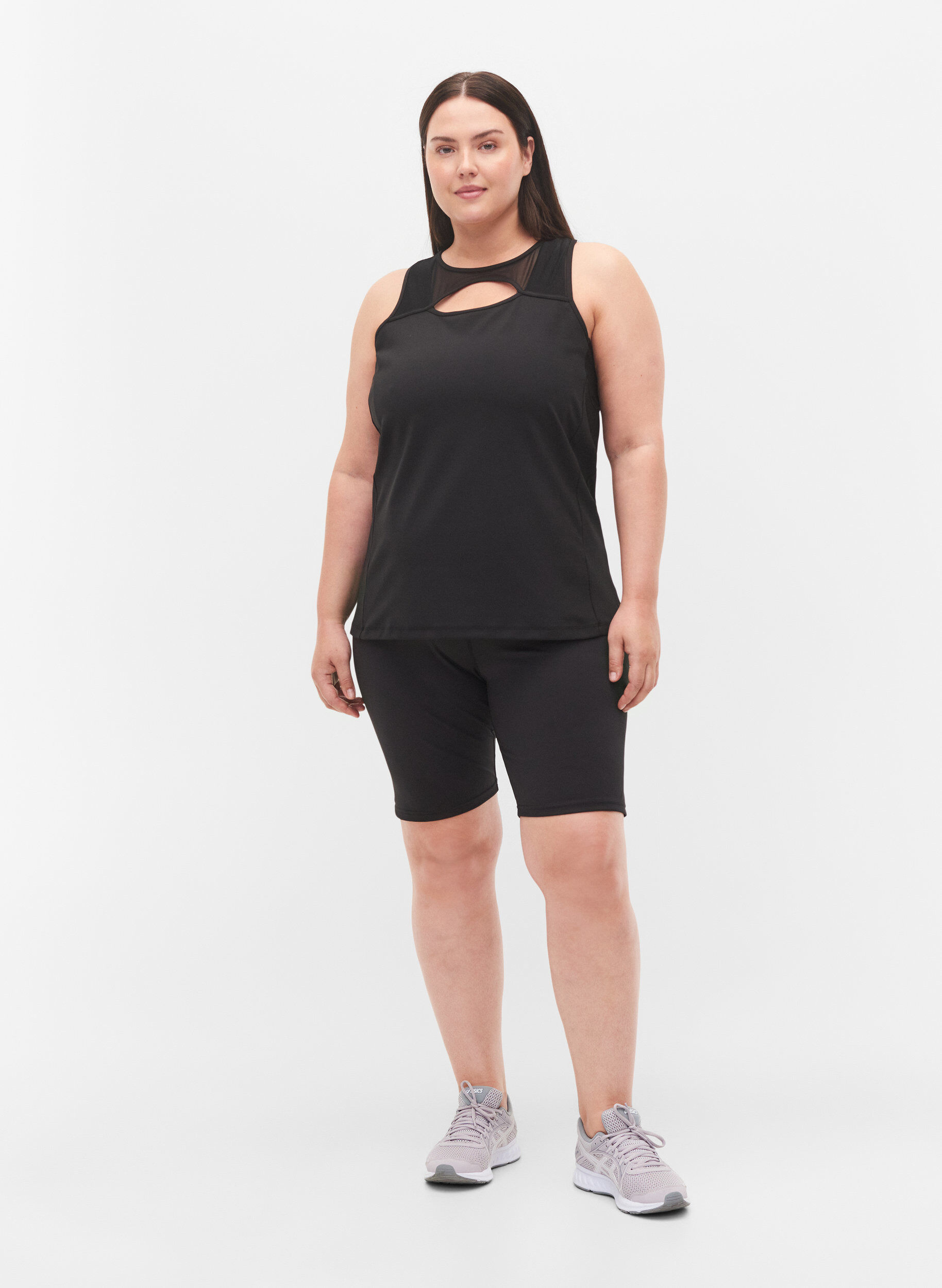 Zizzi Top de sport avec mesh et dos nageur, Black, Model image number 2