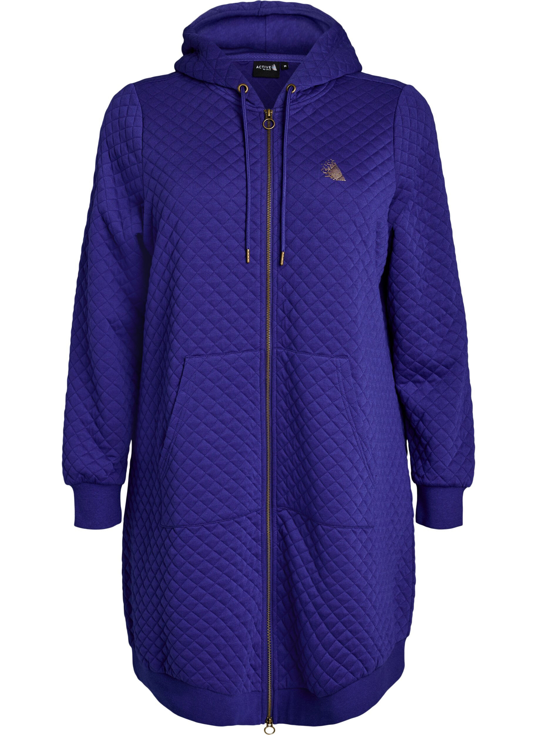 Zizzi Hoodie long matelass&eacute; zipp&eacute; avec poches, Violet, Packshot image number 0