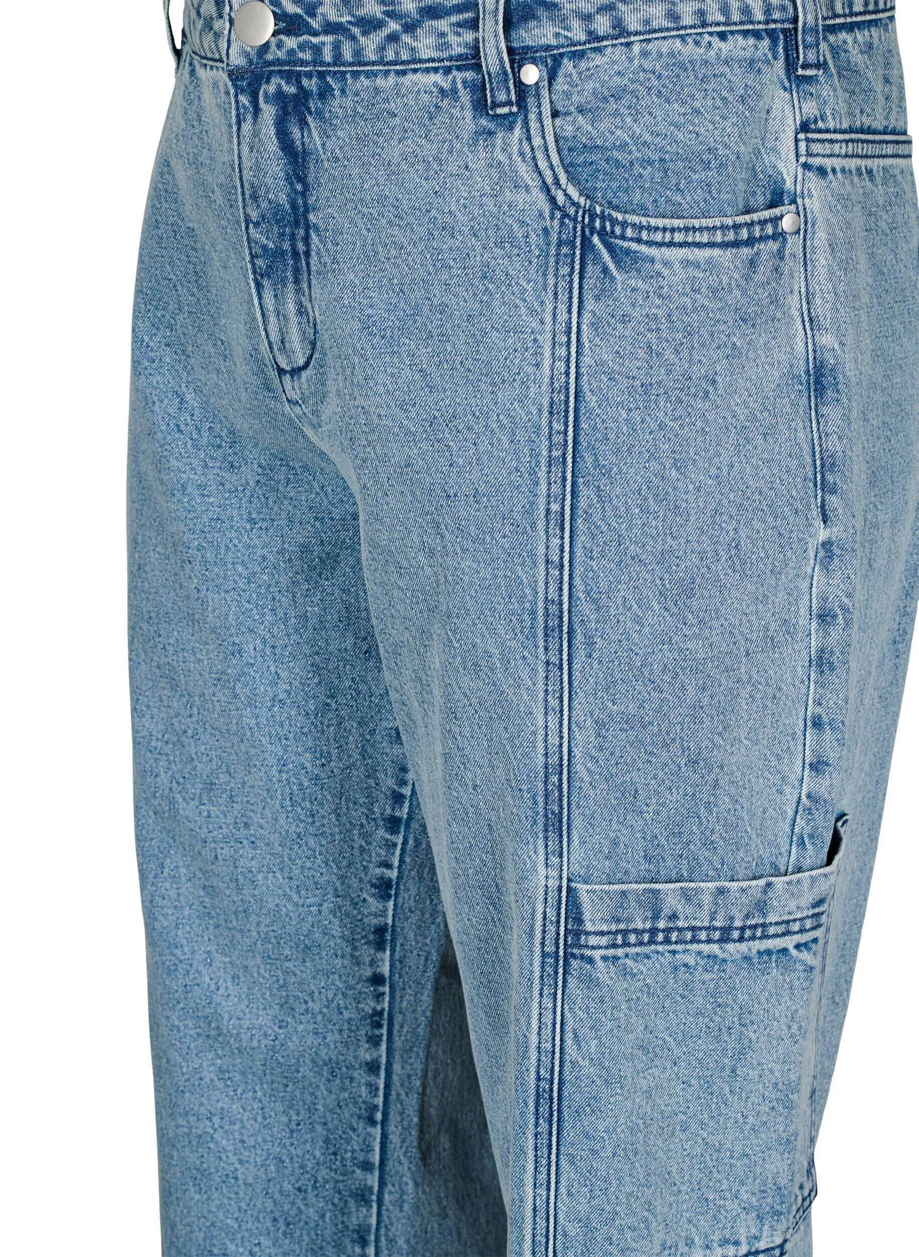 Zizzi Jeans cargo taille haute, Bleu Clair, Packshot image number 2