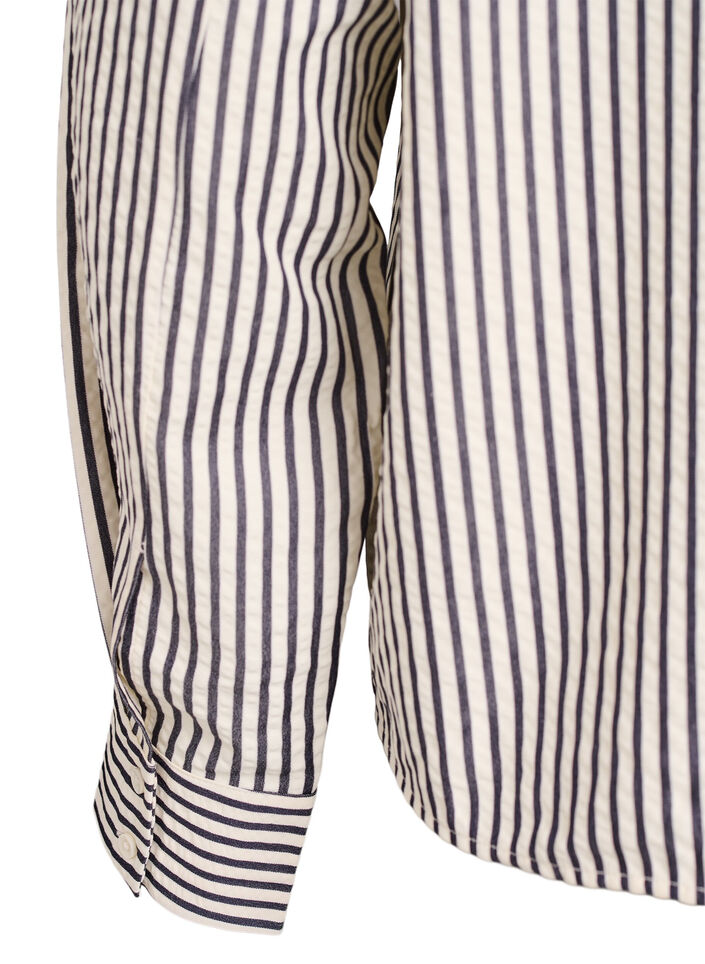 Chemise rayée avec détail bouton au dos, Noir, Packshot image number 4