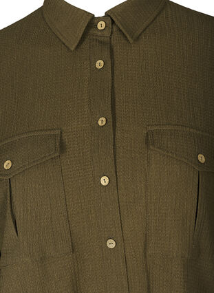 Chemise texturée, poches à la poitrine, Dark Green ASS, Packshot image number 2