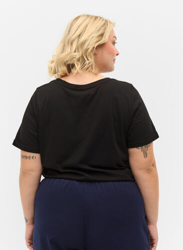 T-shirt en coton basique, Black, Model image number 1
