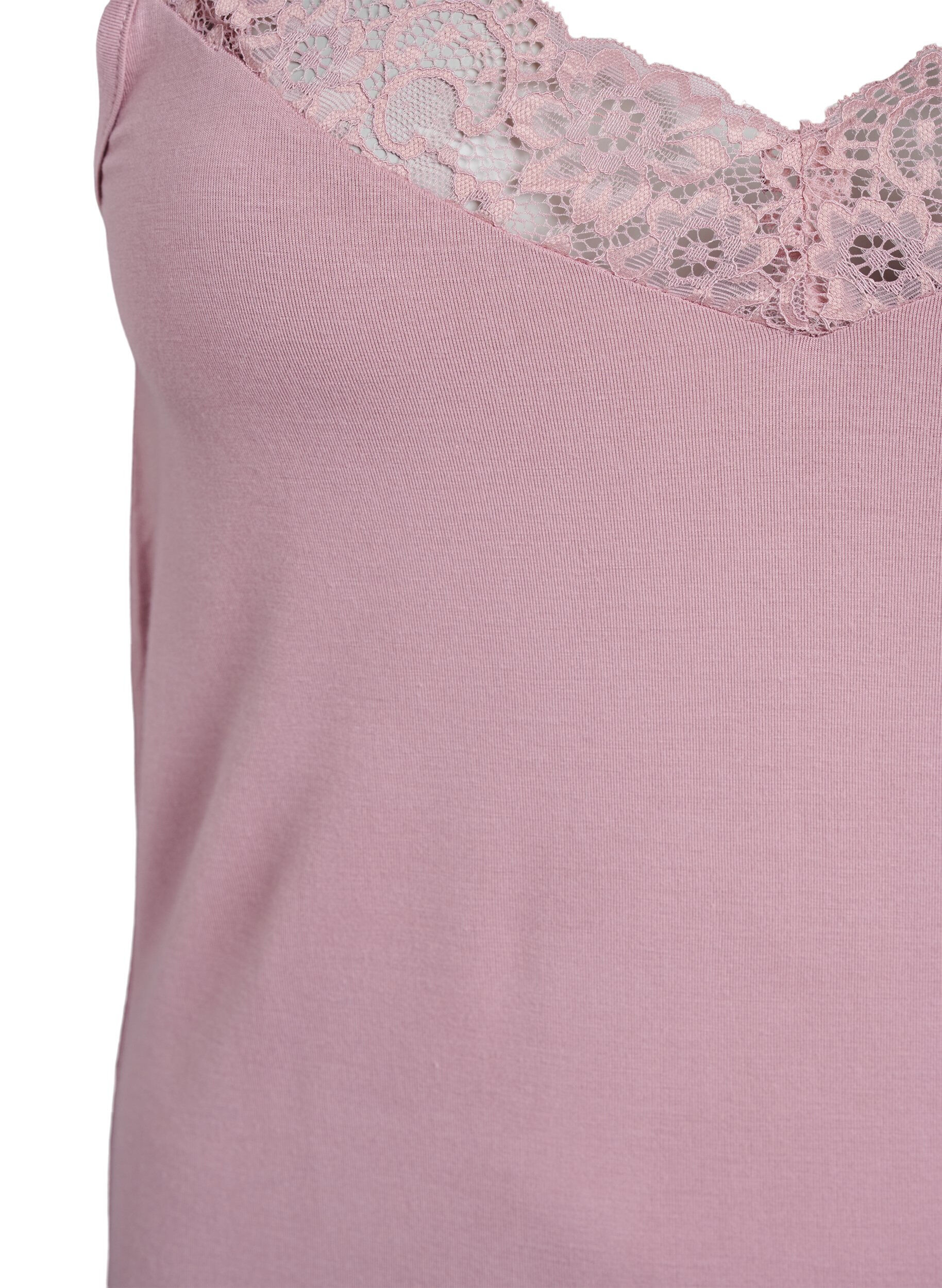 ZizziTop en viscose avec bordure en dentelle, Rose, Packshot image number 2