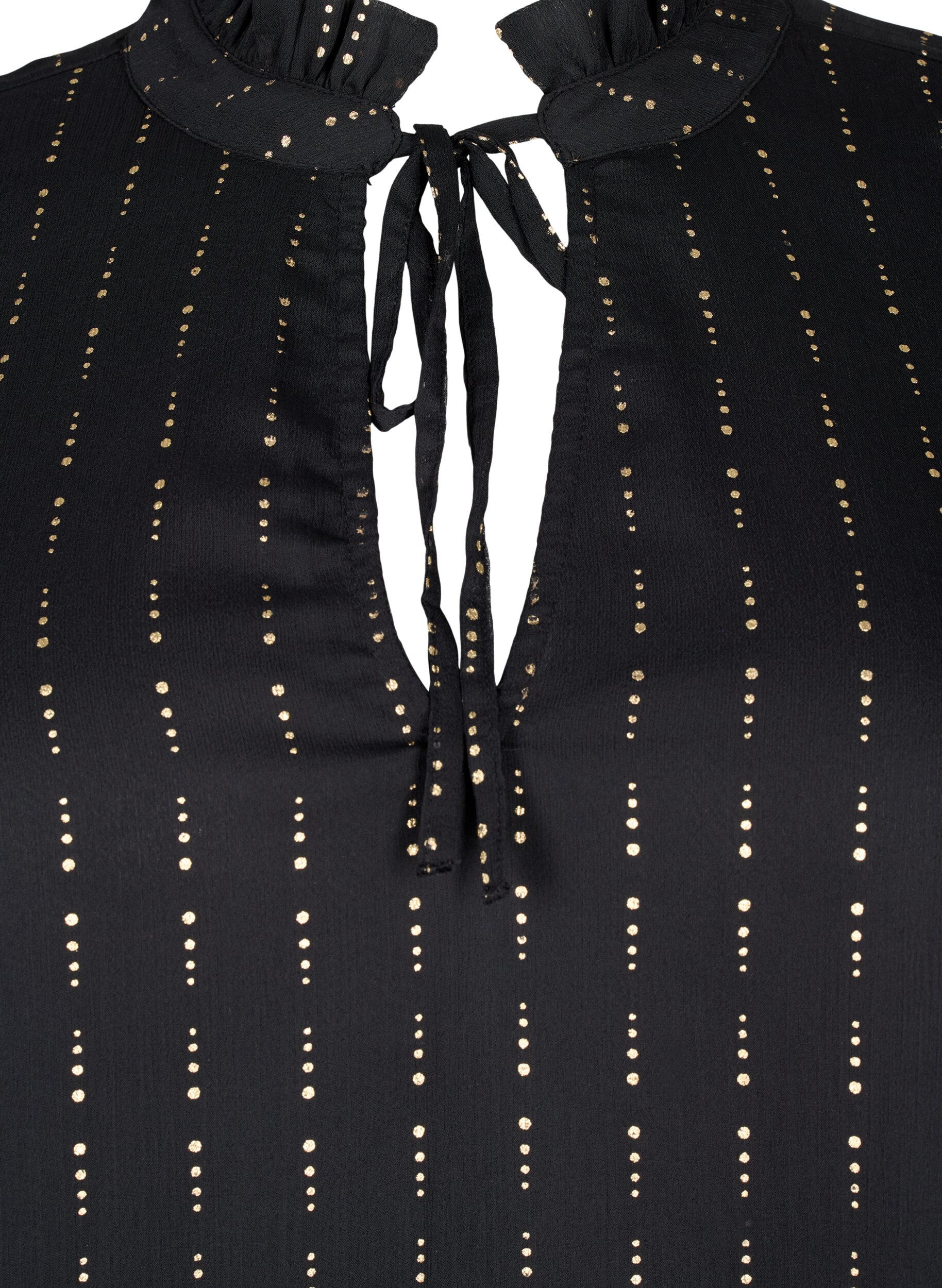 Zizzi Chemisier en mousseline &agrave; motifs avec liens, Black, Packshot image number 2