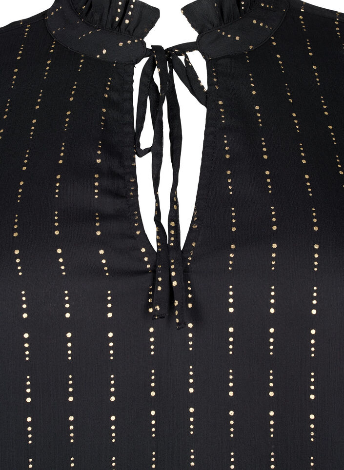 Chemisier en mousseline à motifs avec liens, Black, Packshot image number 2