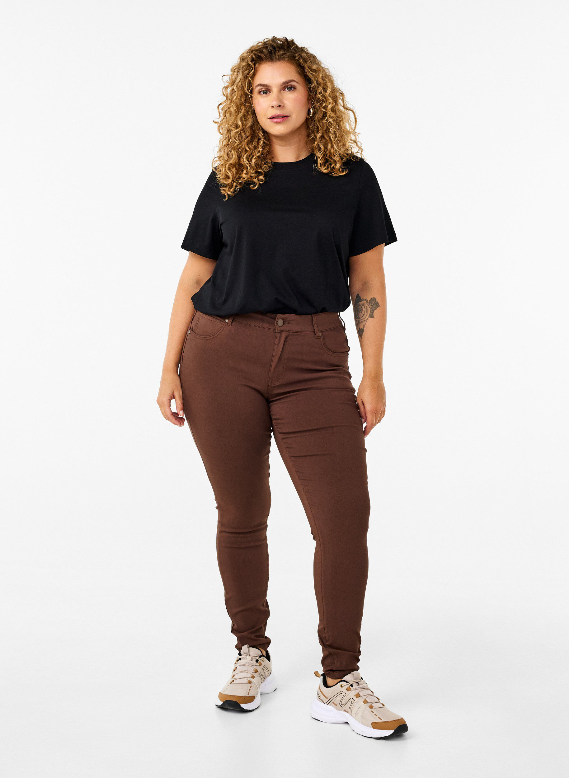 Zizzi Pantalon, Marron, Model image number 0