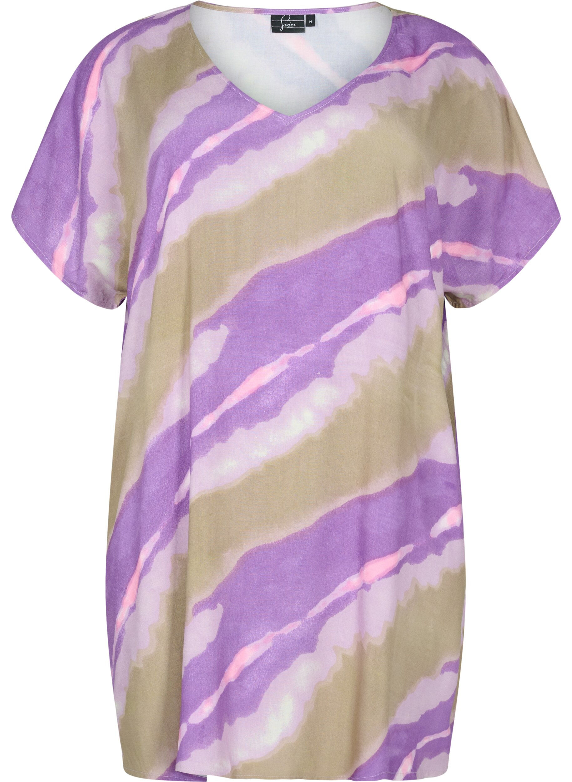 Zizzi Robe de plage imprim&eacute;e en viscose, Fantom Print, Packshot image number 0