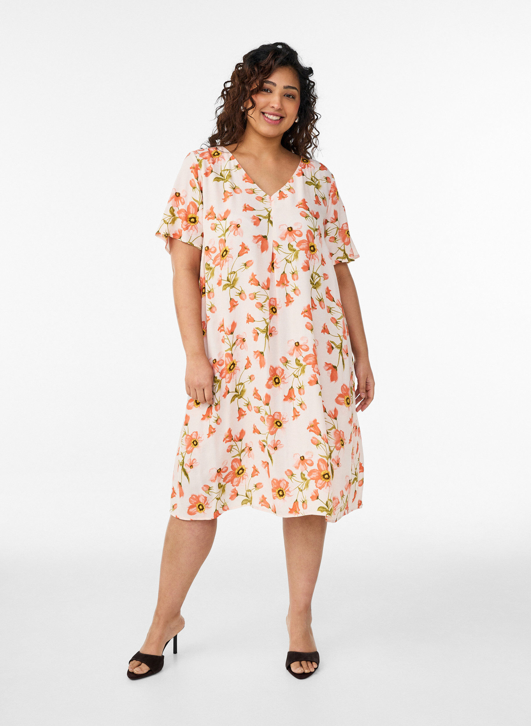 Zizzi Robe &eacute;vas&eacute;e en viscose, Rose, Model image number 1