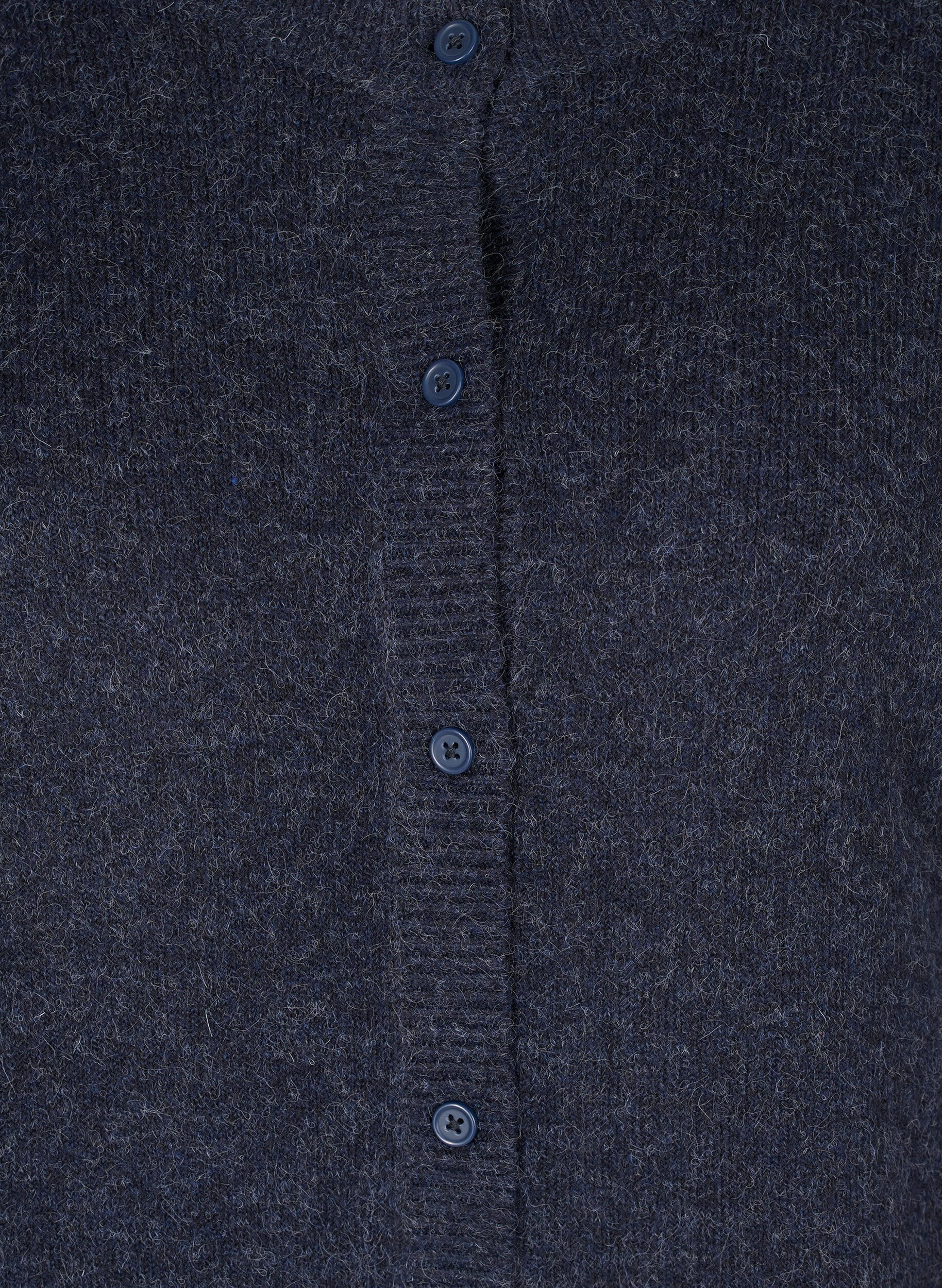 Zizzi Cardigan court en tricot m&eacute;lang&eacute;e avec fermeture boutonn&eacute;e, Night Sky Mel., Packshot image number 2
